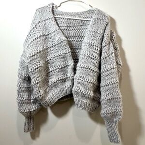 Handmade Light Gray Mohair Cardigan